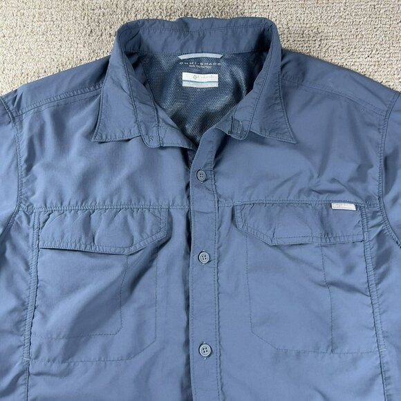 Columbia Sportswear Omni-Shade Silver Ridge Shirt Blue Men's Size XL - Picture 2 of 7